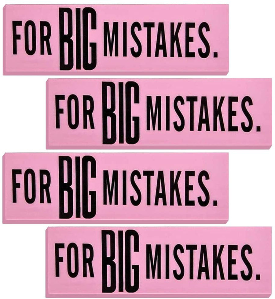 Pink Mistake Erasers for Kids, Pack of 4, Really Big Erasers, 5.5" Giant Pencil Rubber, Cool Back to School Stationery Supplies for Boys and Girls, Joke Gag Gifts for Adults