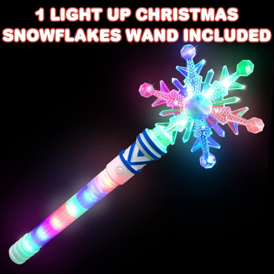 Light Up Christmas Snowflake Wand for Kids, Magic Wand with 4 Flashing Modes and Multiple LED Colors, Frozen Party Favors Holiday Stocking Stuffer, Light Up Toys, for Kids