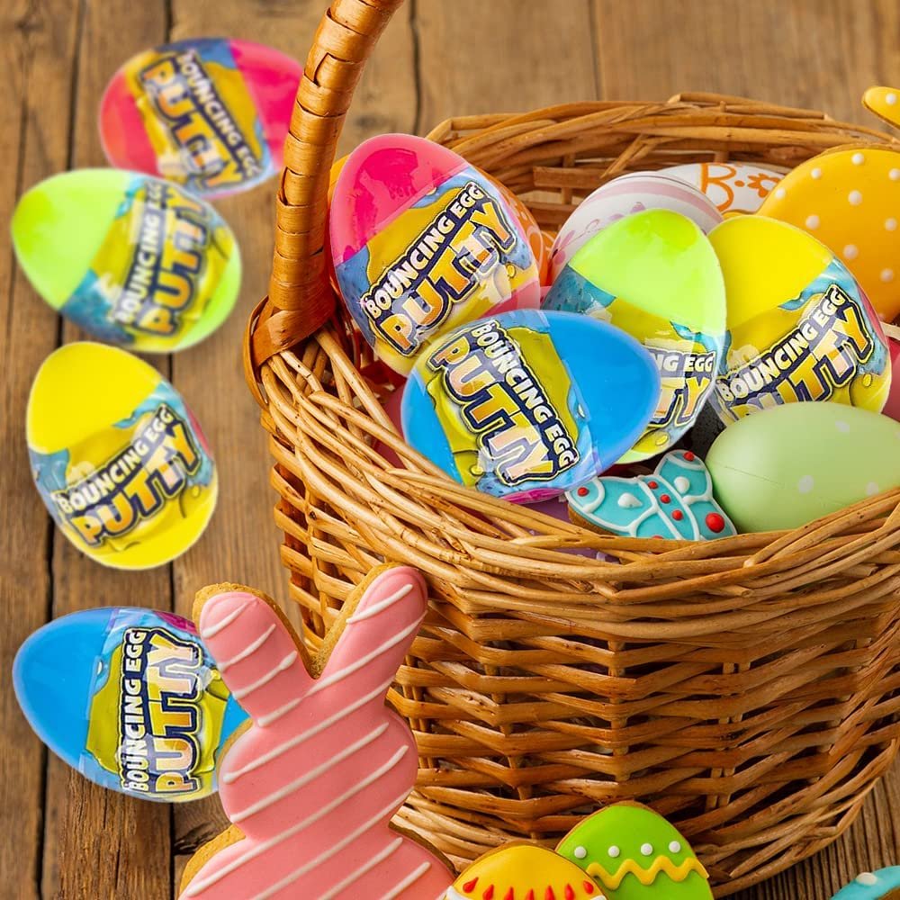 Bouncing Putty Eggs for Kids, Set of 8, Pre Filled Easter Eggs with Bouncing Putty Inside, Great as Stress Relief Toys for Kids, Easter Egg Hunt Toys, and Easter Goodie Bag Stuffers