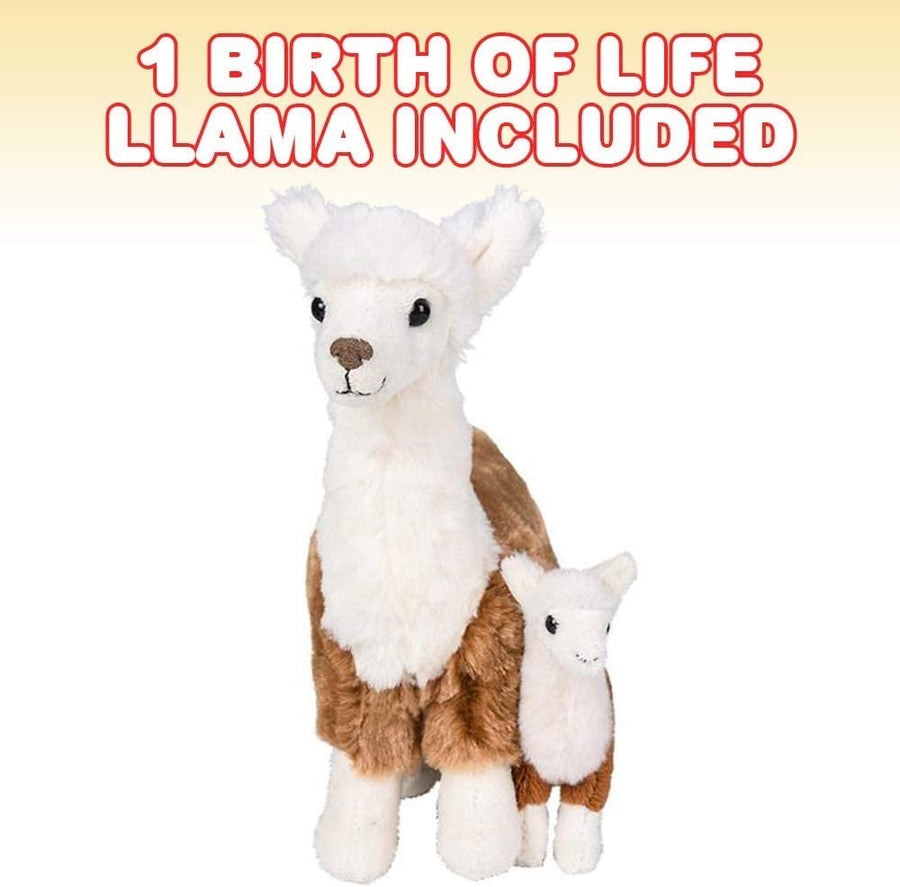Llama Stuffed Toy, 1 PC, Soft Mom and Baby Llama Plush Toy for Kids, Cute Home and Nursery Animal Decorations, Zoo Party Prop, Best Birthday Gift Idea, 8"es Tall