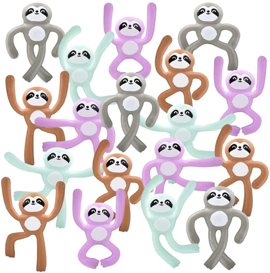 Mini Bendable Sloth Toys, Set of 48, Bendable Animal Toys for Kids in Assorted Colors, Portable Stress Relief Toys for Kids, Fidget Toys for Boys and Girls and Zoo Party Favors