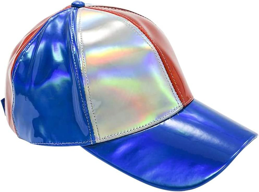 Iridescent Patriotic Baseball Cap for-Adults and Kids, 4th of July Hat with Red, White, and Blue Metallic Colors, Patriotic Party Supplies-Costume Accessories