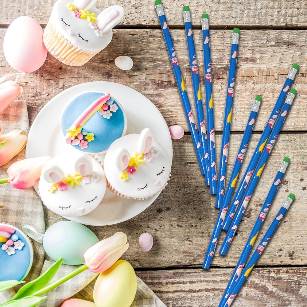 Easter Animal Pencils for Kids, Set of 12, Wooden Number 2 Pencils with Easter Animal Designs, Easter Basket Stuffers, Easter Party Favors, and Classroom Prizes for Kids