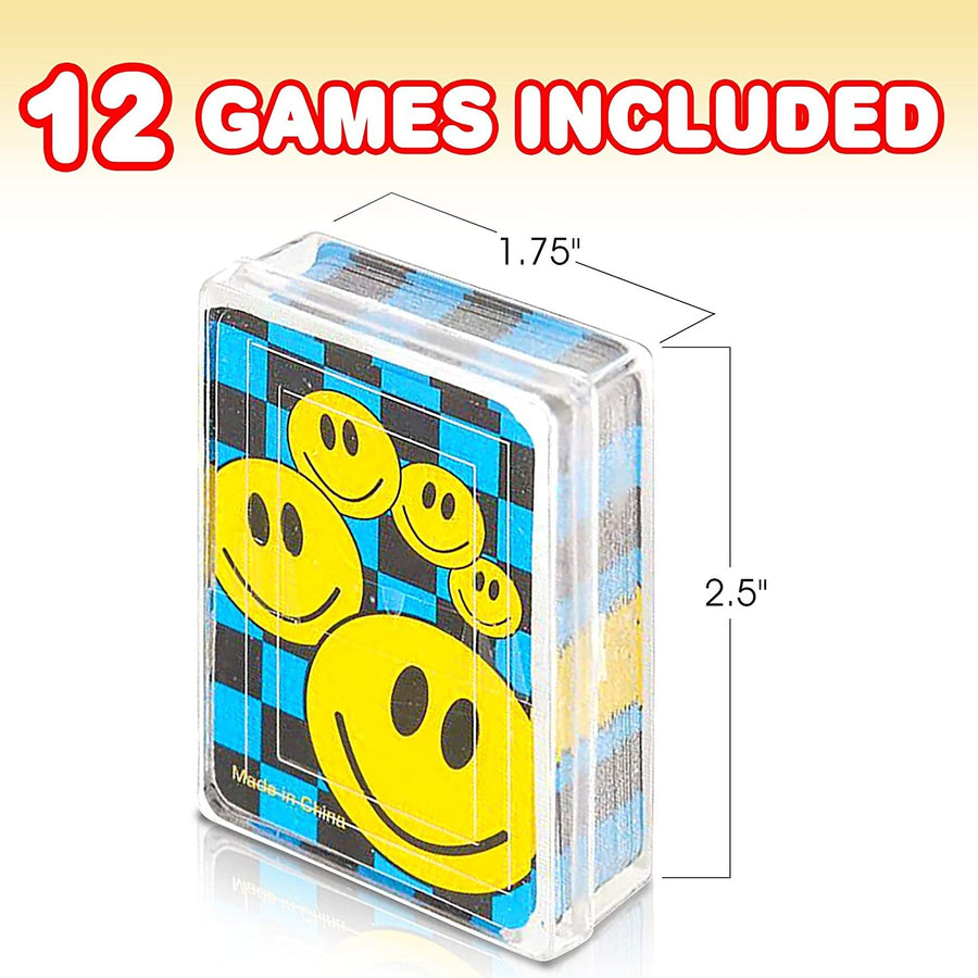 Mini Smile Playing Cards Deck - Pack of 12 - 2.5"es Tall - Blue Checkerboard Background - Poker-Casino Cards - Carnival Prize, Party Favor and Gift Idea for Kids Ages 3+