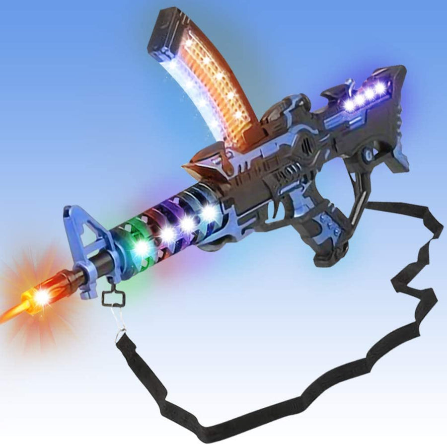 Light Up Space Rifle Toy Gun, Cool LED and Sound Effects, 20.5" Pretend Play Military Submachine Pistol with Batteries Included, Great Gift for Boys and Girls