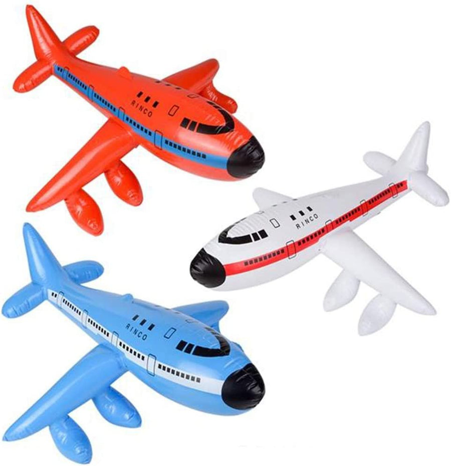 Jet Inflates, Set of 3, Inflatable Planes with Hanging Hook, Decorations for Aviation Themed Parties, 20" Long Airplane inflates, Fun Pretend Play Accessories, Red, White, and Blue