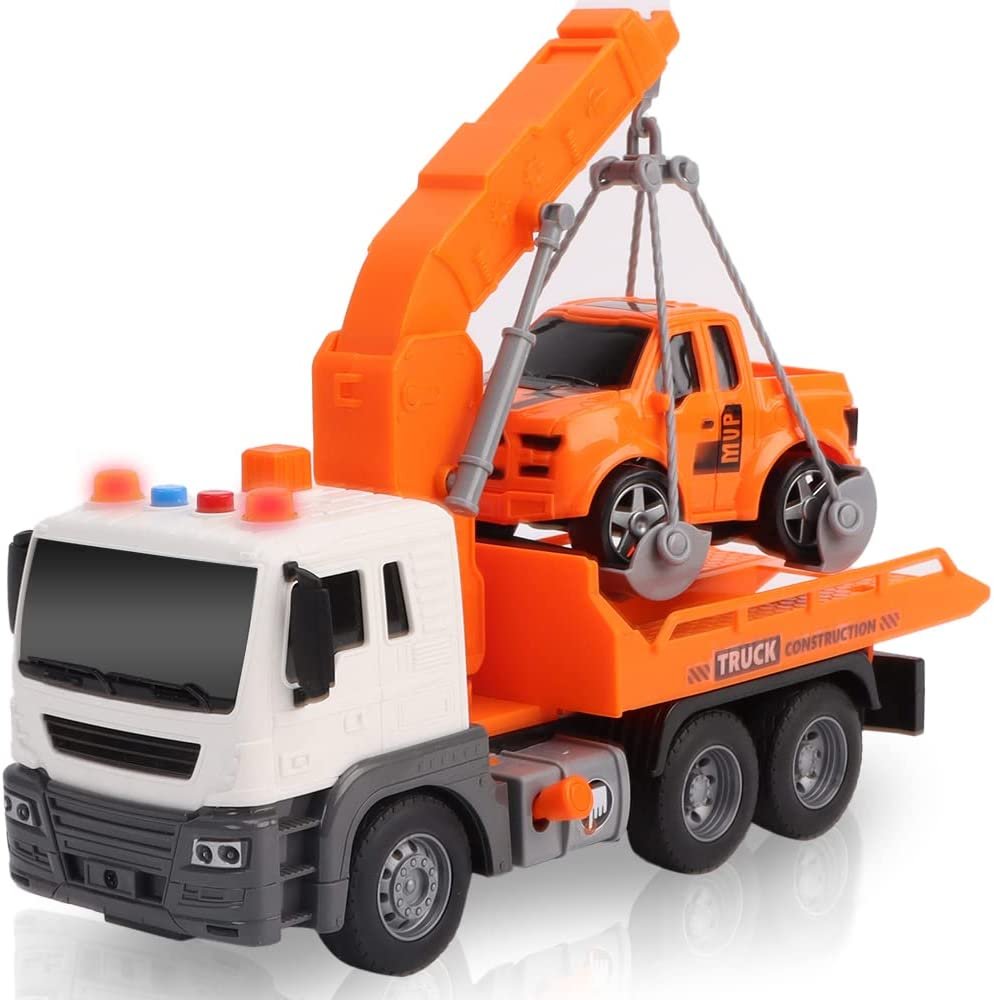 Light Up Tow Truck Toy with Movable Flat Bed · Art Creativity