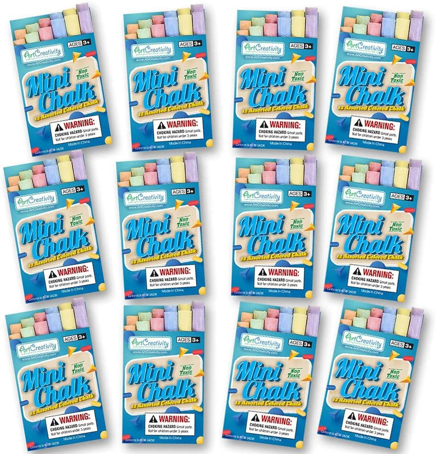 Mini Chalk Set for Kids, 24 Boxes, Each Box Has 12 Blackboard Chalk Sticks, Non-Toxic Art and Craft Supplies, Birthday Party Favors for Boys and Girls, Goody Bag Fillers, Classroom Gift