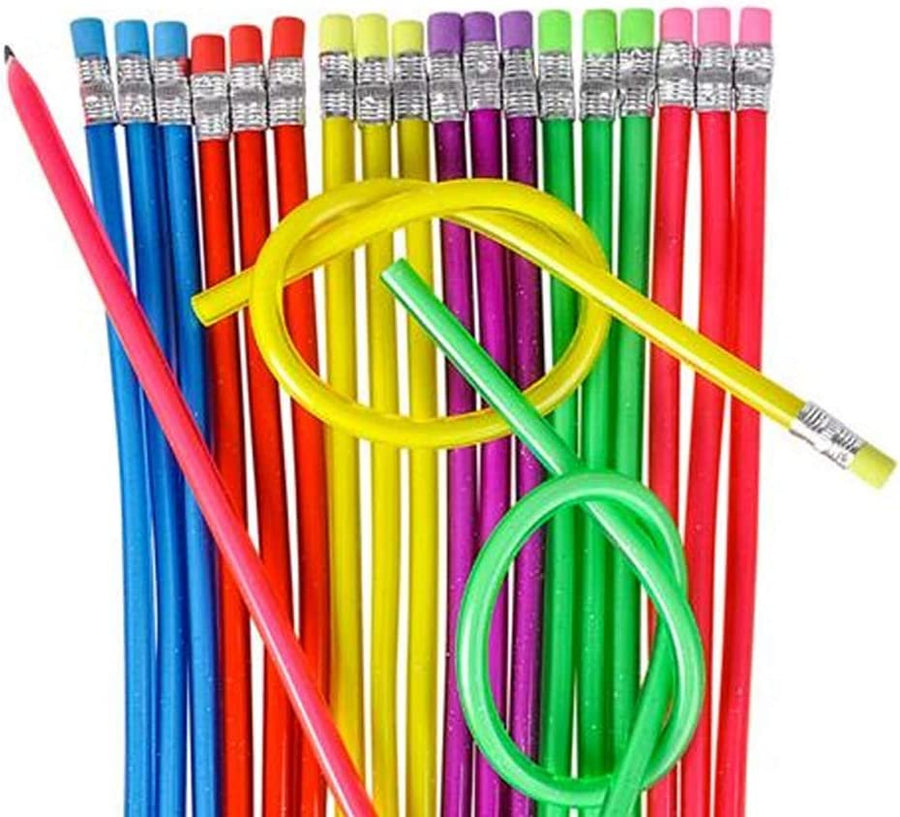 13 Inch Bendable Pencils for Kids - 12 Pack - Fun and Functional Bendy Writing Pencils - Birthday Party Favors, Goodie Bag Fillers, Classroom Gifts, Back to School Supplies