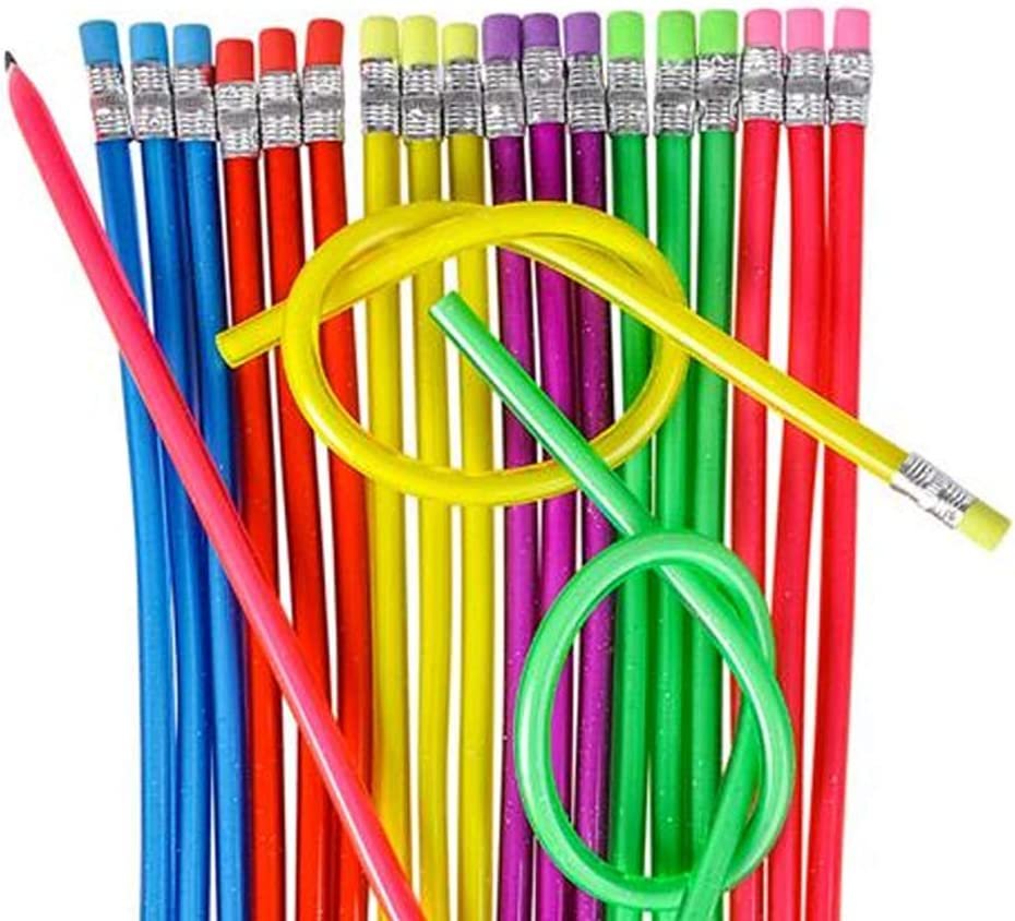 13 Inch Bendable Pencils for Kids - 12 Pack - Fun and Functional Bendy Writing Pencils - Birthday Party Favors, Goodie Bag Fillers, Classroom Gifts, Back to School Supplies