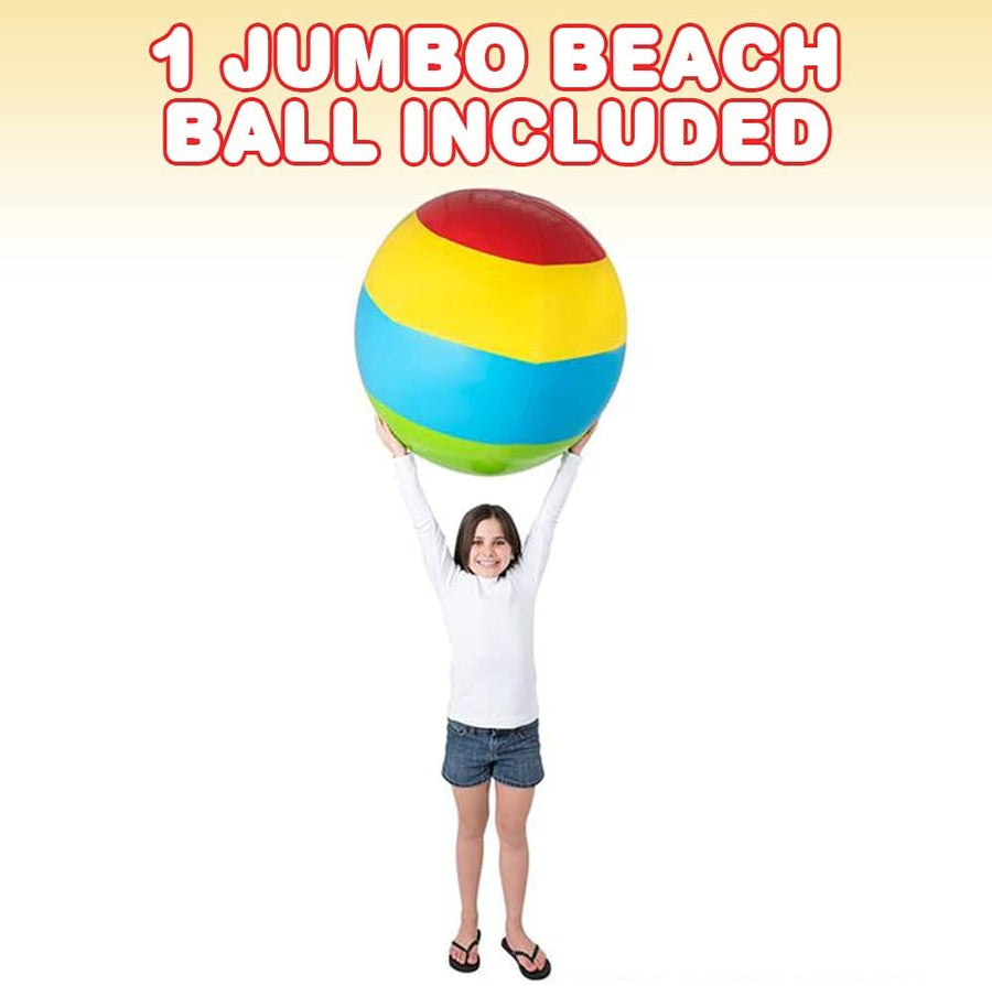 Jumbo Beach Ball, 1pc, Large 30" Beach Ball for Kids and Adults, Swimming Pool Toy for Active Play, Classic Pool Party Décor, Outdoor Toy for Kids in Vibrant Colors