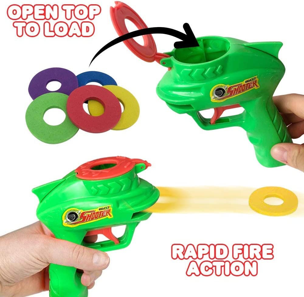 Foam Disc Launcher, Set of 2 Disk Shooter Toy Guns with 1 Gun and 5 Flying Disks Each, Outdoor Games and Activities for Summer, Backyard, and Picnic Fun, Best Gift Idea