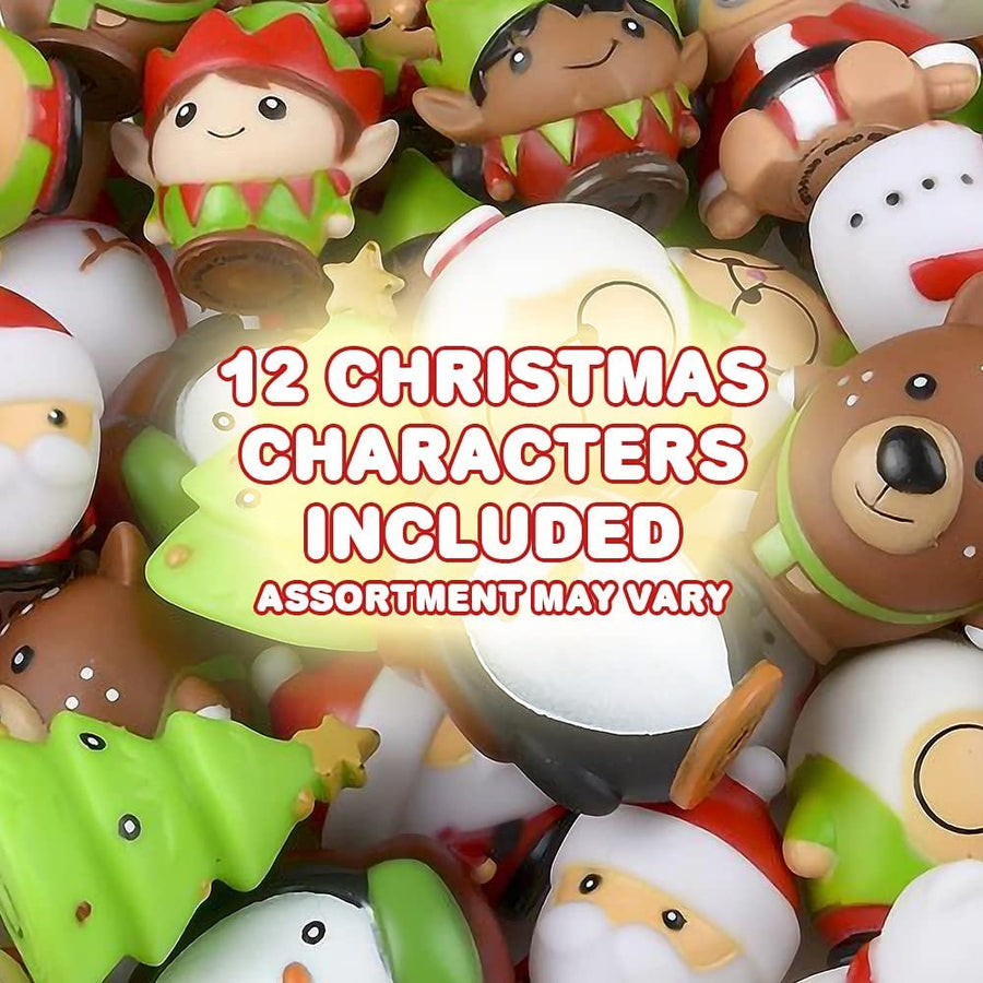 Assorted Christmas Rubber Characters for Kids, Pack of 12, Variety of Christmas Figures, Holiday Stocking Stuffers, Goodie Bag Fillers, Party Favors, Christmas Themed Bathtub Toys
