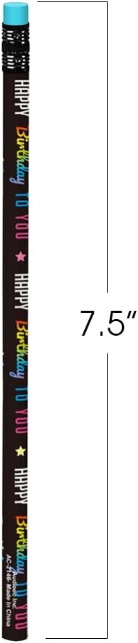 Happy Birthday Pencils, Set of 24, Cool Writing Pencils with Colorful Birthday Salutations, Birthday Party Favors, Party Goody Bag Fillers, Teacher Supplies for Classroom