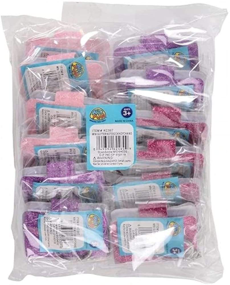 Mini Glitter Notebook Keychains, Set of 12, Miniature Note Book Keychains with 100 Unlined Pages and Glittery Finish, Party Favors and Keychain Accessories for Boys and Girls