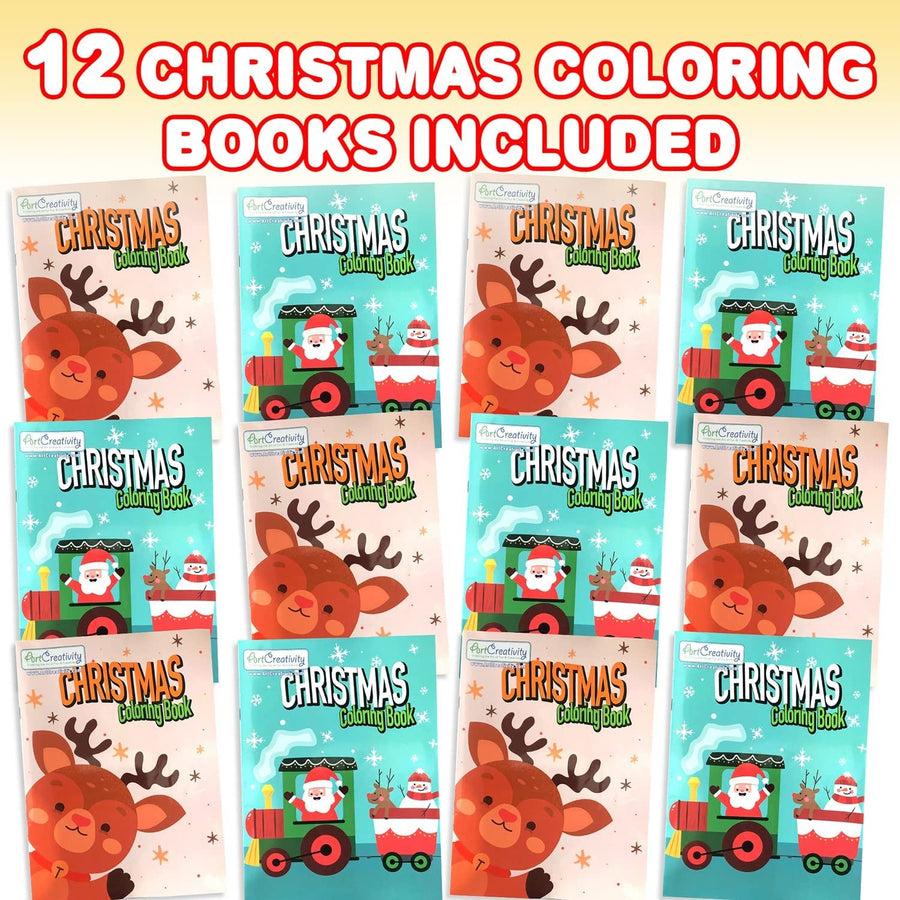 Christmas Coloring Books for Kids, Pack of 12, 8.25" x 11" Big Booklets, Fun Christmas Treats Prizes, Favor Bag Fillers, Birthday Party Supplies, Art Gifts for Boys and Girls
