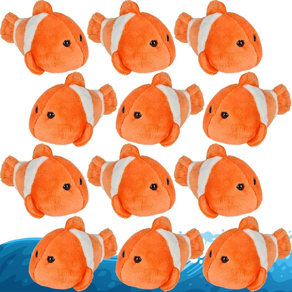 Forest & Twelfth Mini Clown Fish Toys | 12 Pk Cute Stuffed Animals Bulk |  Tiny Stuffed Animals for Girls & Boys, Mini Stuffed Animals Party Favors