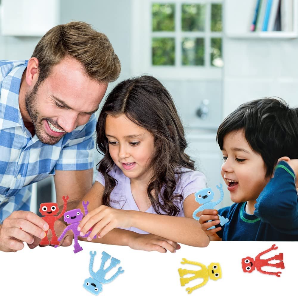 Mini Bendable Robots, Set of 48, Small Robot Toys for Kids in 4 Vibrant Colors, Robot Fidget Toys for Boys and Girls, Great as Anxiety Relief Toys, Pinata Stuffers, and Classroom Prizes