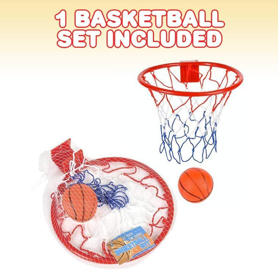 Over The Door Basketball Hoop Game - Includes 1 Mini Basketball and 1 Net Hoop, Indoor Basketball Set for Home, Office, Bedroom, Cool Birthday Gift for Boys and Girls