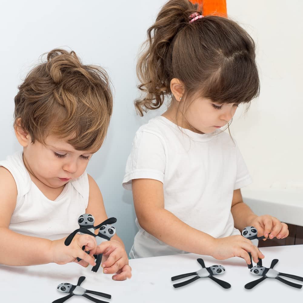 Bendable Panda Toys, Set of 6, Flexible Figures, Stress Relief Fidget Toys for Kids, Fun Birthday Party Favors, Goodie Bag Fillers for Boys and Girls