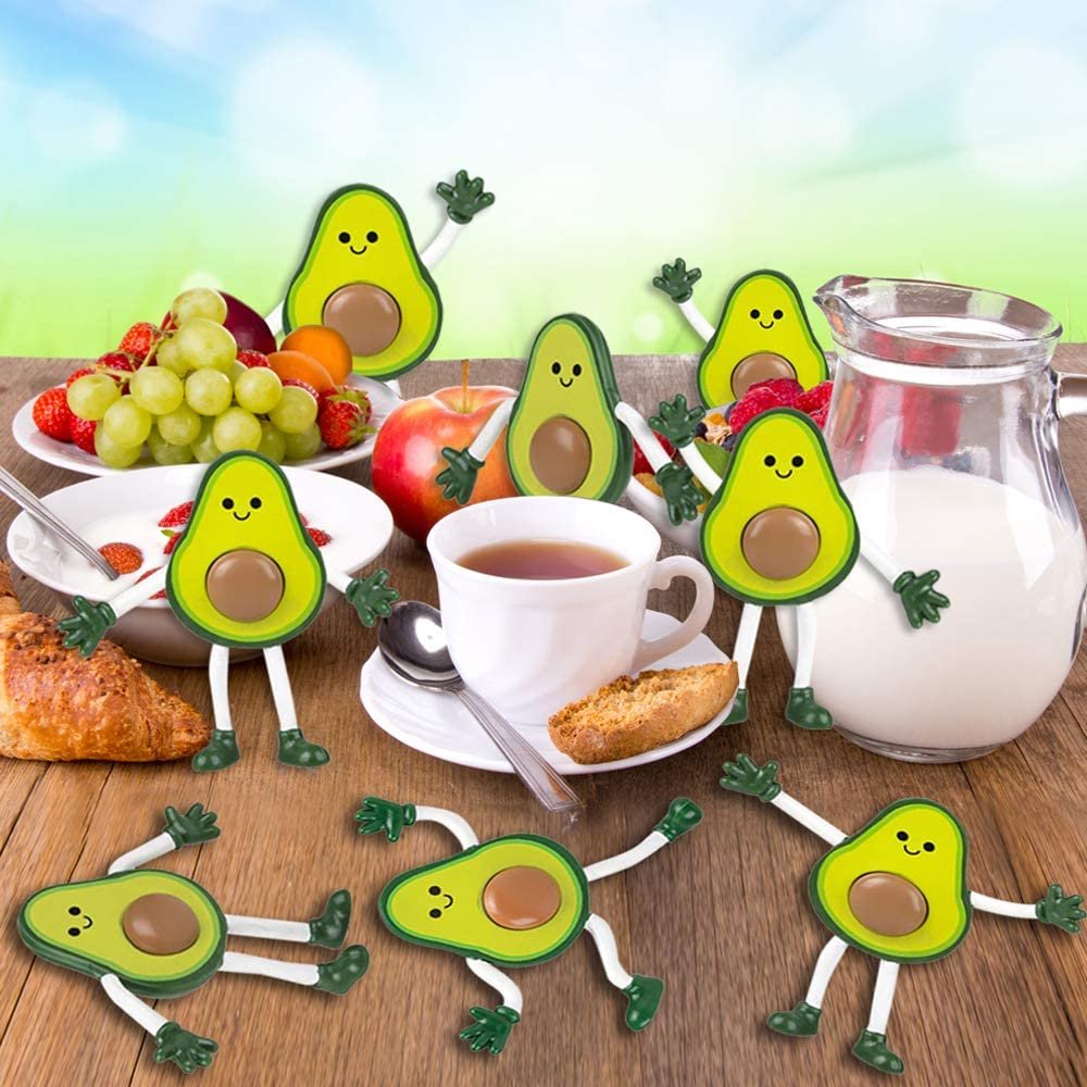 Bendable Avocado Figures, Set of 12 Novelty Food Shaped Bendy Figurines, Stress Relief Fidget Toys for Kids, Birthday Party Favors, Goodie Bag Stuffers, Piñata Fillers for Boys and Girls