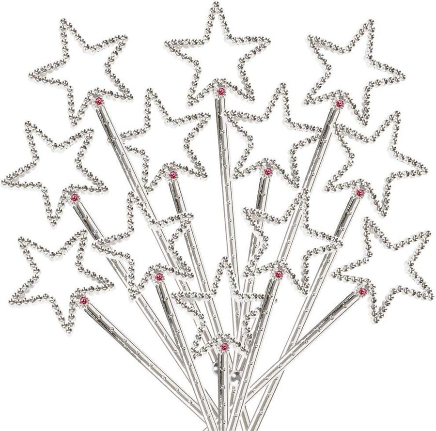 Sparkly Star Wands, Bulk Pack of 24, Princess Party Favors for Girls and Boys, 7.5" Magic Toy Wands with Rhinestones, Princess Costume Dress-Up Accessories for Children