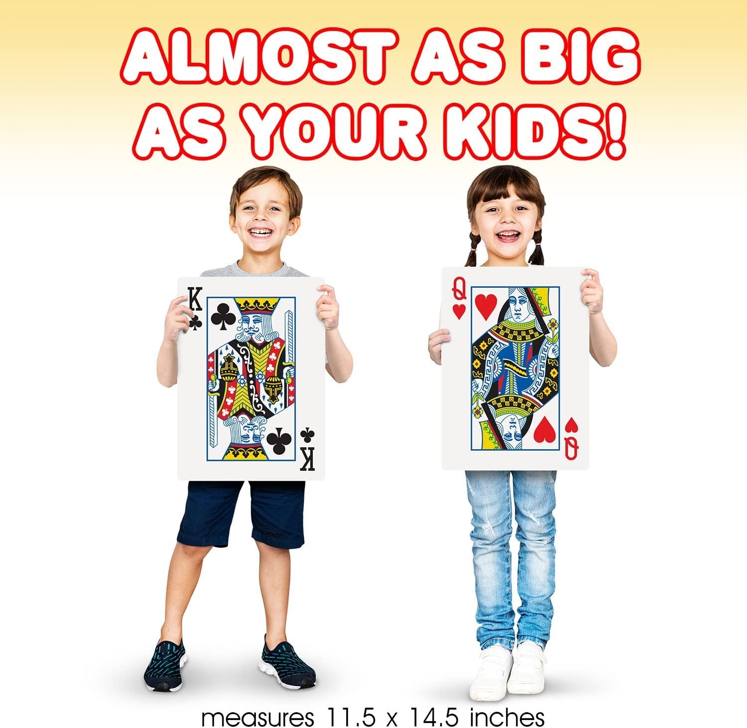 Jumbo Giant Poker Playing Cards Deck - 10.5"es X 14.5"es - Extra Large Card Set with 2 Jokers - Huge Casino Game Cards for Kids and Adults - Oversize Poker Party Decorations - 1 Pack