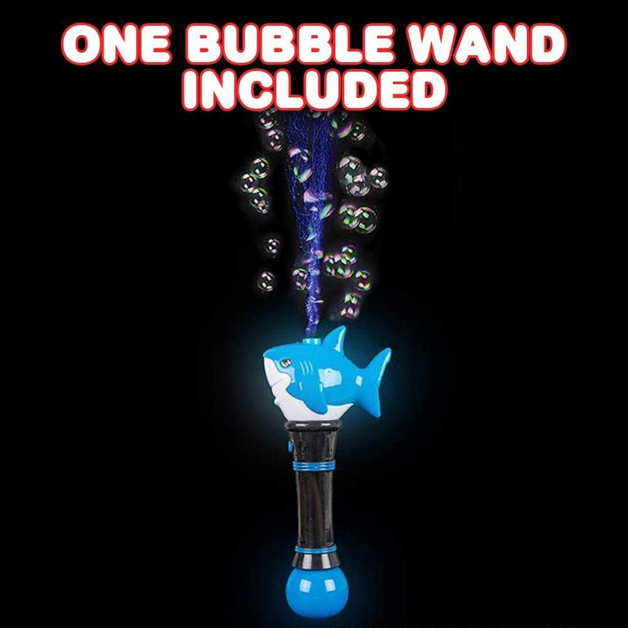 Light Up Shark Bubble Blower Wand, 11.5" Illuminating Bubble Blower Wand with Thrilling LED Effect, Bubble Fluid and Batteries Included, Great Gift Idea, Party Favor for Kids