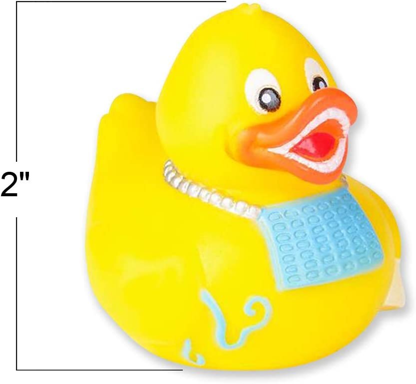 2" Dental Rubber Duckies, Pack of 12, Cute Duck Bath Tub Pool Toys in Assorted Styles, Fun Decorations, Carnival Supplies, Party Favor, Dental Treasure Toys