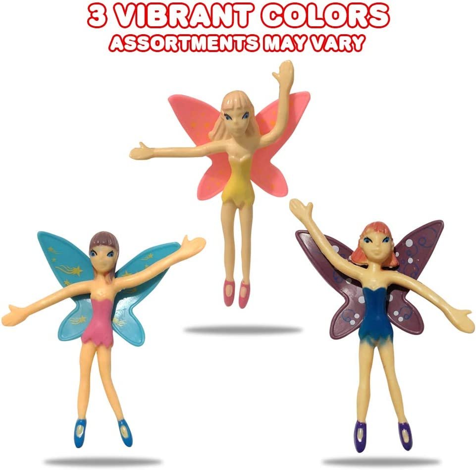 Bendable Fairy, Set of 12 Flexible Fairy Princesses, Birthday Party Favors for Boys and Girls, Stress Relief Fidget Toys for Kids and Adults, Goody Bag Stuffers, Piñata Fillers