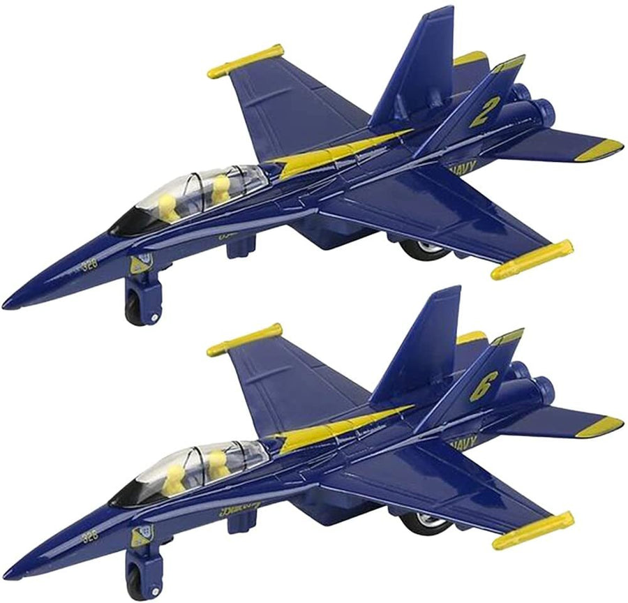 Diecast F-18 Blue Angel Jets with Pullback Mechanism, Set of 2, Diecast Metal Jet Plane Fighter Toys for Boys, Air Force Military Cake Decorations, Aviation Party Favors