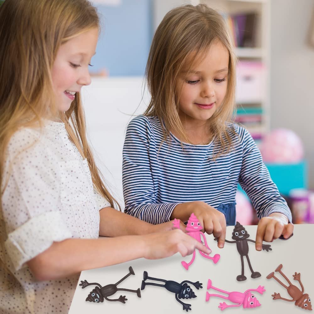 Bendable Poo Figures, Set of 12, Bendable Toys for Kids, Emoticon Party Favors for Boys and Girls, Stress Relief Fidget Toys for Kids and Adults, Goody Bag Stuffers, and Pinata Fillers