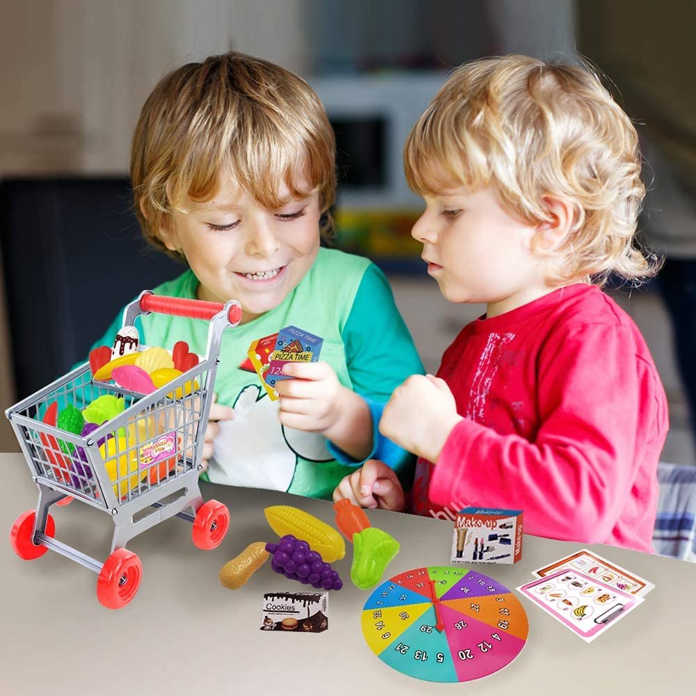 Gamie Shopping Cart and List Game for Kids - Fun Game with Pretend Play Shopping Carts and Groceries - Develops Social Skills and Reasoning - Cool Educational Learning Game for Boys and Girls