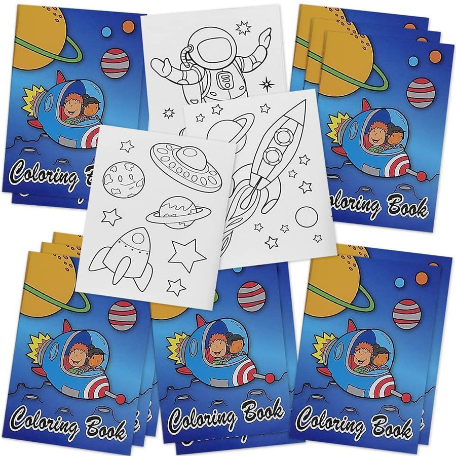 Space Coloring Books for Kids, Set of 12, 5 x 7" Small Color Booklets, Fun Treat Prizes, Favor Bag Fillers, Birthday Party Supplies, Art Gifts for Boys and Girls