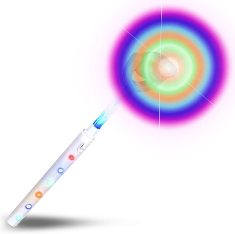 Light Up White Swivel Spinner Wand, LED Spin Toy for Kids with Batteries Included, Great Gift Idea for Boys and Girls, Fun Birthday Party Favor, Carnival Prize