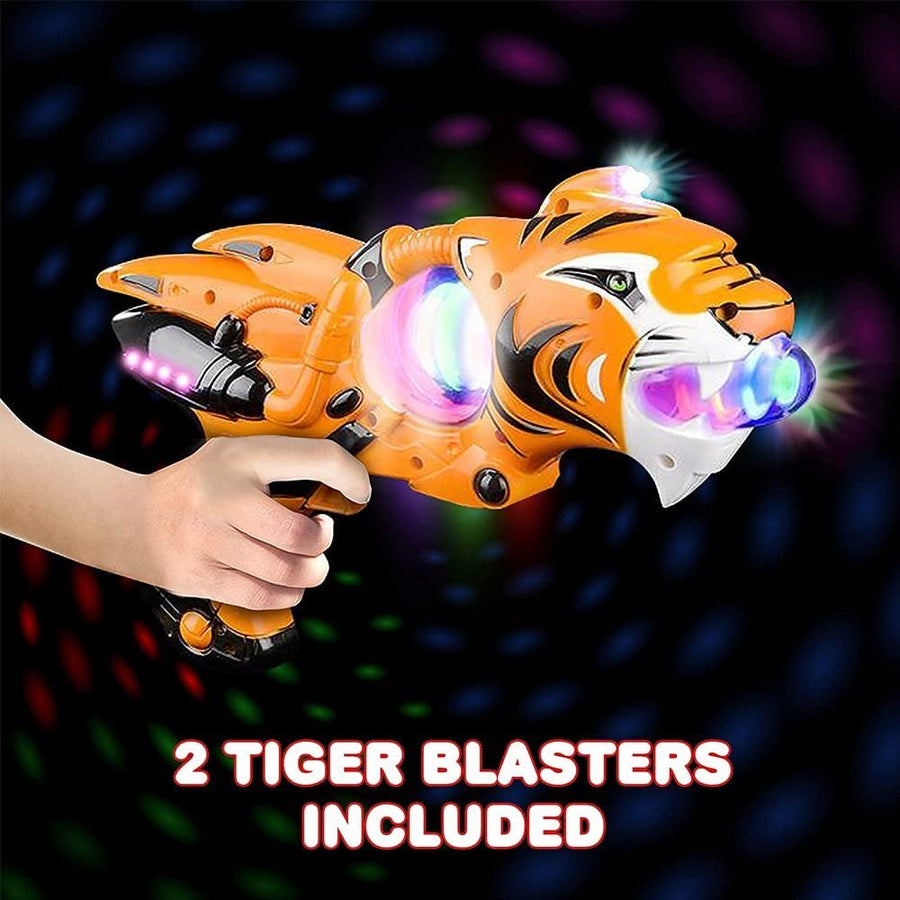 Light Up Spinner Tiger Blaster by - Set of 2 - Spinning LED and Cool Sound Effects, 11.5" Toy Guns for Kids, Batteries Included, Great Gift Idea for Boys, Girls - Orange