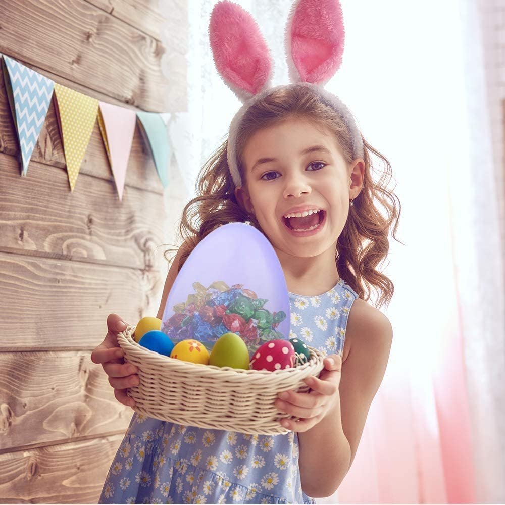 Jumbo Plastic Easter Eggs, Set of 4, Giant 8", Large Easter Eggs Empty Fillable for Big Toys, Assorted Translucent Colors, Oversized Egg Hunt Supplies, Easter Basket Goodies for Kids