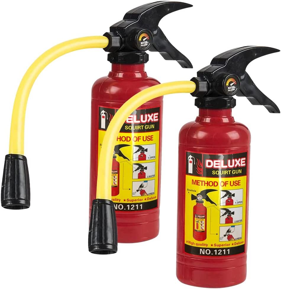7" Fire Extinguisher Squirt Toy - Set of 2 - Water Gun with Realistic Design - Fun Outdoor Summer Toys for Boys and Girls - Great Fireman Toy for Children, Novelty Gag Gift Item