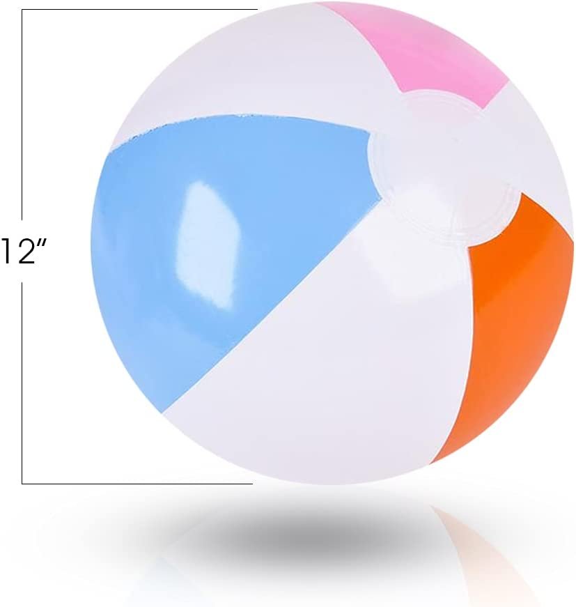 Beach Balls for Kids, Pack of 12, Inflatable Summer Toys for Boys and Girls, Decorations for Hawaiian, Beach, and Pool Party, Beach Ball Party Favors