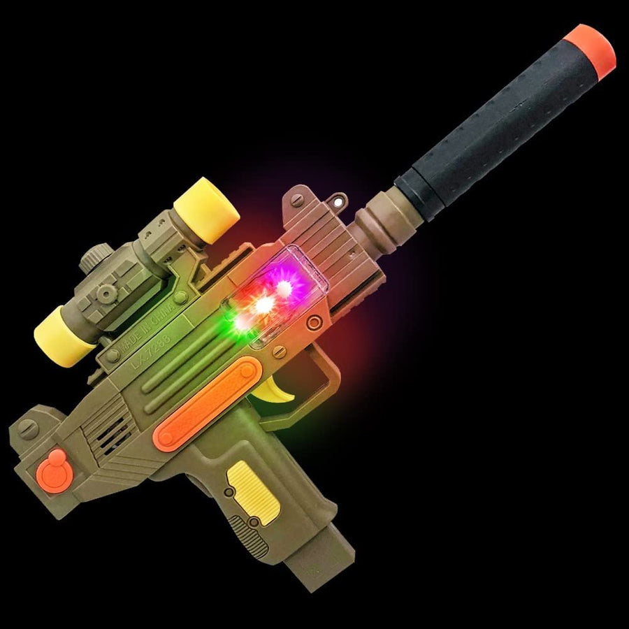 LED Uzi Style Play Gun with Lights & Sound, 12.5" Toy Gun with Awesome LED & Realistic Sound Effects, Pretend Play Firearm Toy, Great Birthday Gift for Kids - Batteries Not Included