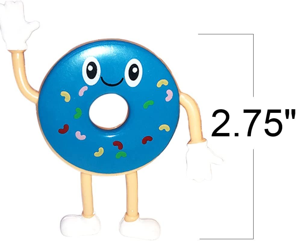 Bendable Donut Figures, Set of 12, Bendable Toys for Kids, Donut Party Favors for Boys and Girls, Stress Relief Fidget Toys for Kids, Goodie Bag Stuffers, and Pinata Fillers