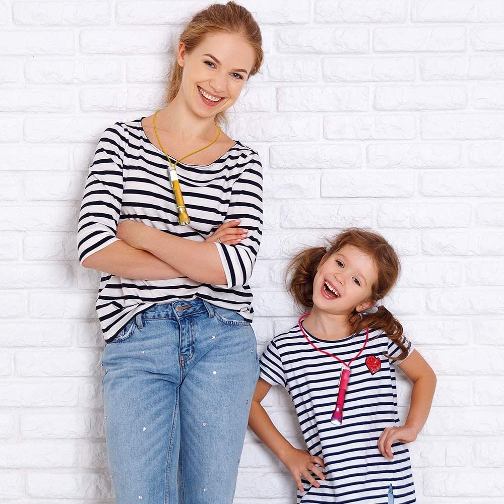 Light Up Pen with Necklace, Set of 4 Flashlight Pens for Kids, Back to School Stationery Supplies, Light-Up Toy Party Favors, Stocking Stuffers, Classroom Gifts