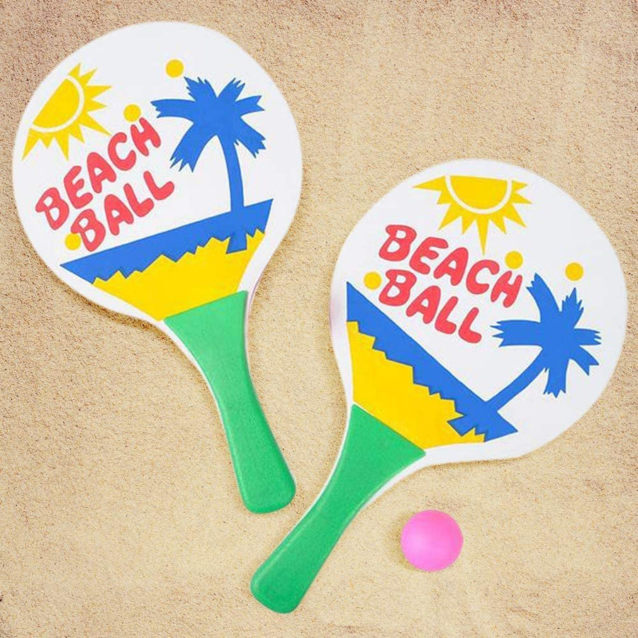 Beach Paddle Ball Game Set, Includes 2 Wooden Paddles and 1 Ball, Fun Beach Toys for Kids, Indoor & Outdoor Summer Games for Boys and Girls, Best Birthday Gift Idea