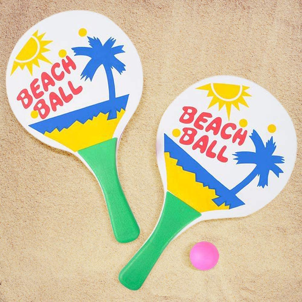 Beach Paddle Ball Game Set, Includes 2 Wooden Paddles and 1 Ball, Fun Beach Toys for Kids, Indoor & Outdoor Summer Games for Boys and Girls, Best Birthday Gift Idea