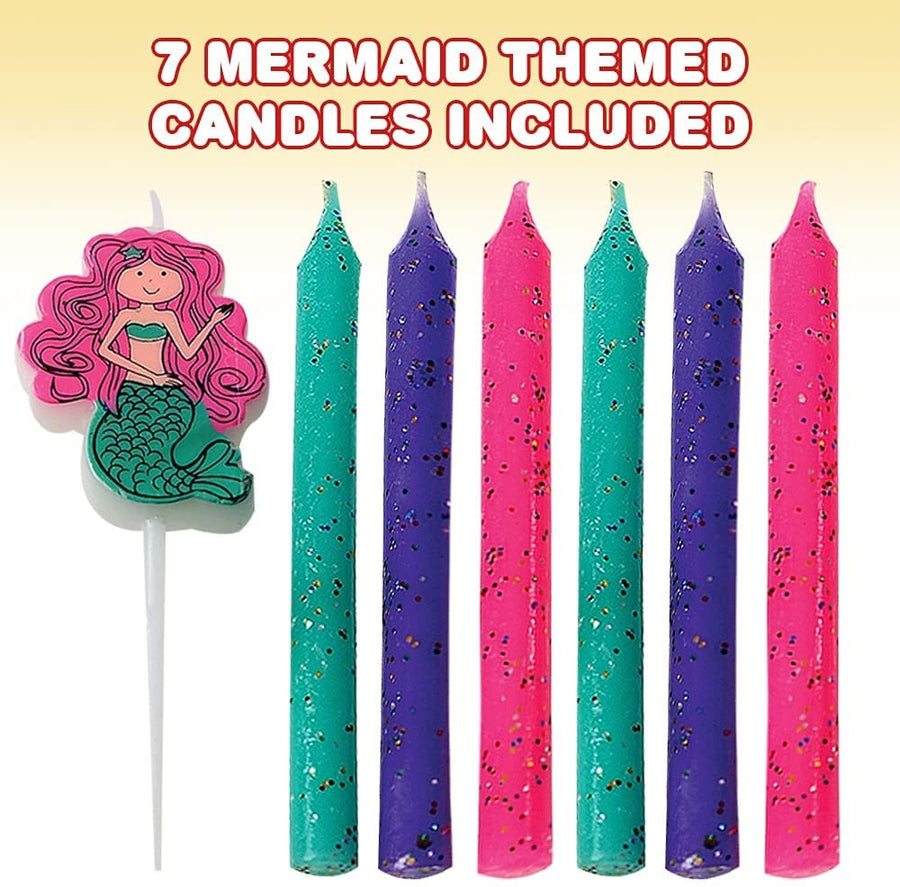 Mermaid Pick Candles, Set of 7, Mermaid Themed Birthday Cake Candles, Birthday Party Supplies and Decorations, Cake Topper, Cupcake Topper