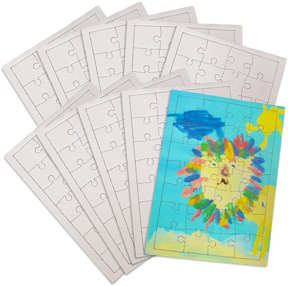 Blank Puzzles for Kids, Set of 12, Fun DIY Arts and Craft Activity