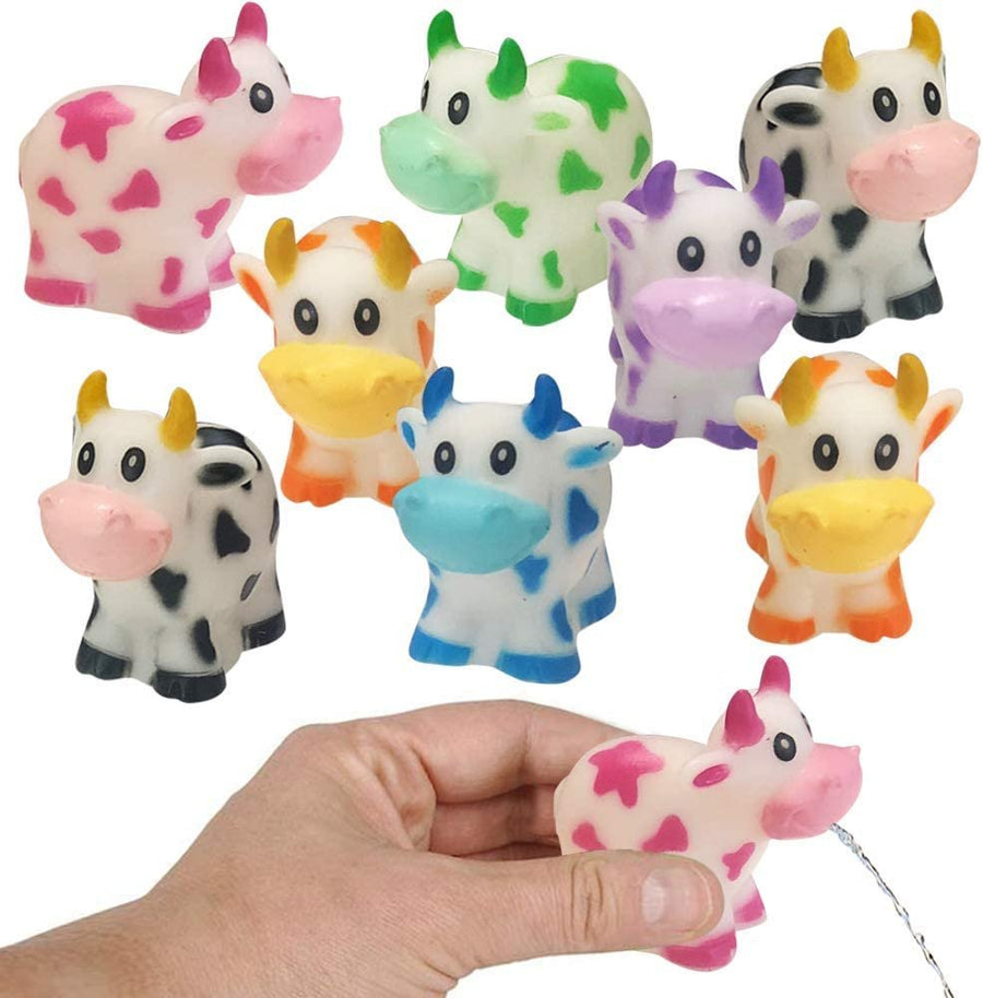 Rubber Water Squirting Cows, Bathtub & Pool Toys for Kids, Pack of 12 Party Favors