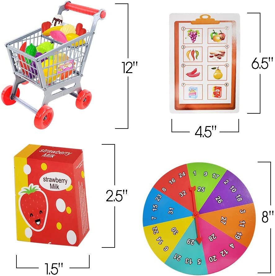 Gamie Shopping Cart and List Game for Kids - Fun Game with Pretend Play Shopping Carts and Groceries - Develops Social Skills and Reasoning - Cool Educational Learning Game for Boys and Girls