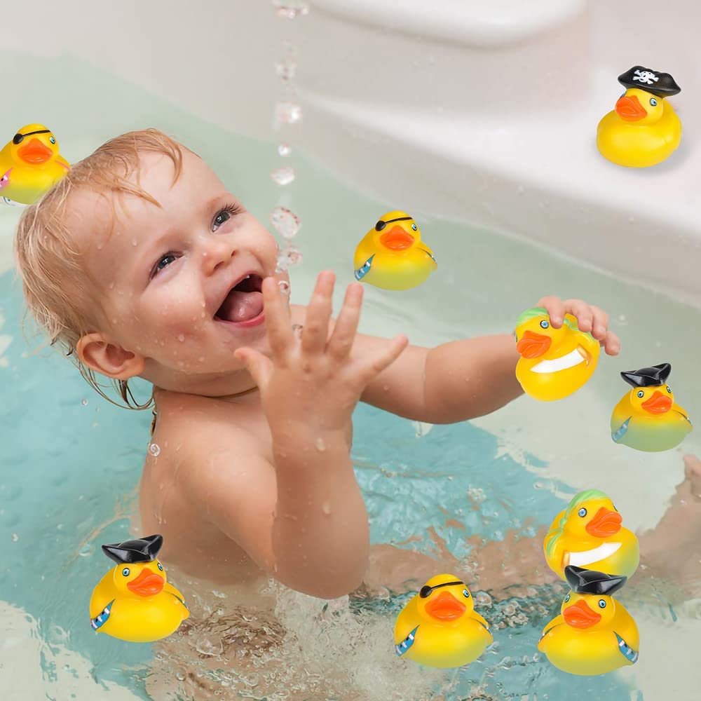 2" Pirate Rubber Duckies, Pack of 12, Cute Duck Bath Tub Pool Toys, Ideal for Pirate-Themed Parties and Celebrations, Fun Decorations, Carnival Supplies, Party Favor