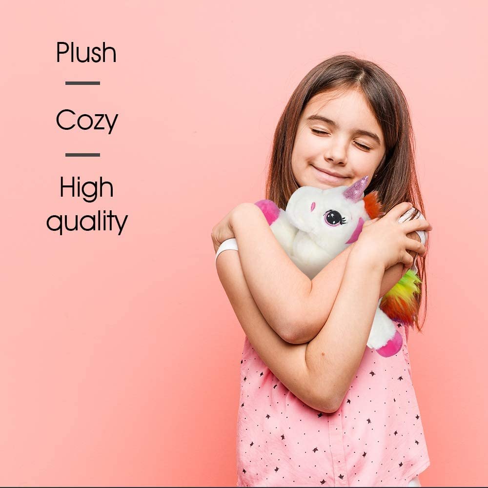 Plush Lying Unicorn Stuffed Toys, Set of 2, Soft and Cuddly Unicorn Toys for Girls and Boys, Cute Home, Bedroom, and Nursery Decor, Princess Gifts for Kids, 12” Long